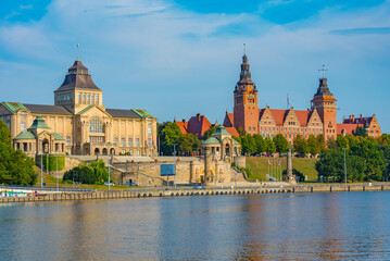 Obraz premium Sunrise view of the National Museum in Szczecin, Poland