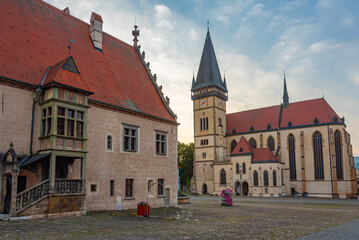 Fototapeta premium Sunset view of the main square in Bardejov, Slovakia