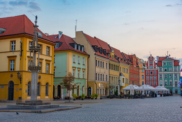 Colourful houses at Rynek, the picturesque square in central Wro