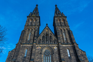Fototapeta premium Saints Peter and Paul Basilica at vysehrad in Prague, Czech repu