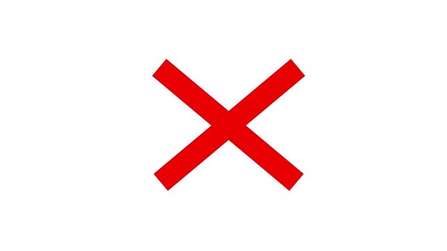 Cross Mark Symbol Animation | Transparent Background.  Error Cross Mark Animation. Red cross mark animation with smooth motion graphics. 