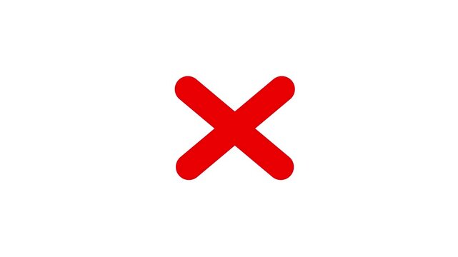 Cross Mark Symbol Animation | Transparent Background.  Error Cross Mark Animation. Red cross mark animation with smooth motion graphics. 
