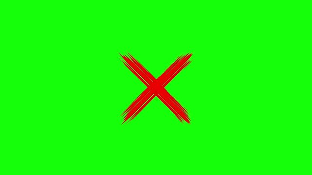 Cross Mark Symbol Animation | Transparent Background.  Error Cross Mark Animation. Red cross mark animation with smooth motion graphics. 