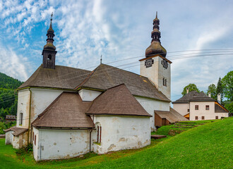 White church in Spania Dolina, Slovakia