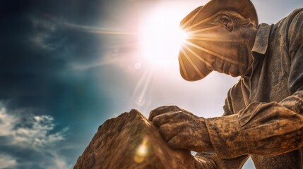 A Masterful Earthy Portrayal of a Skilled Artisan Carving an Eab Ac A Dfbe, Perfect for Authentic and Inspiring Content.