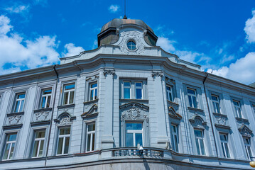 Buildings in the old town of Benesov u Prahy, Czech republic
