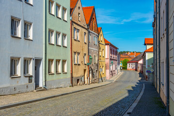 Colourful houses in the center of Horsovsky Tyn in Czech republi