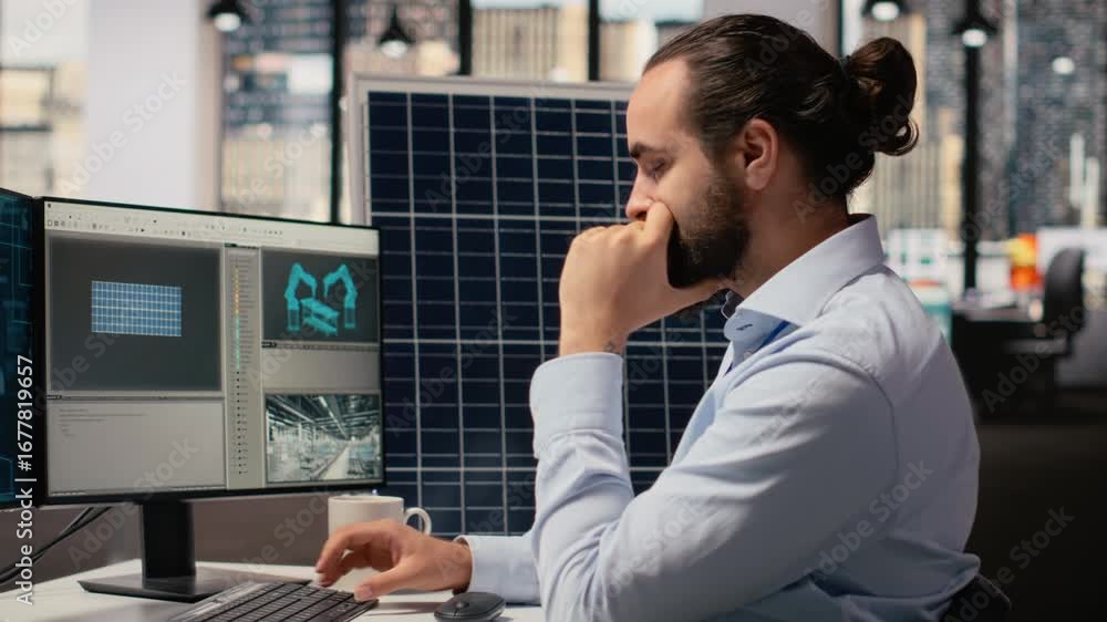Poster rd department researcher using machine learning tech to study solar green energy systems. engineer u
