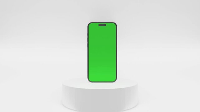Apple phone 16 Pro Display Mockup Against White Background with Green Screen