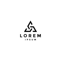 Triangle Peak Three Initial UUU Letter Logo Design. Triangle Chain Initial UUU Letter Logo Design.