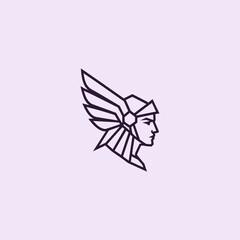 Valkyrie Wing line art logo design.