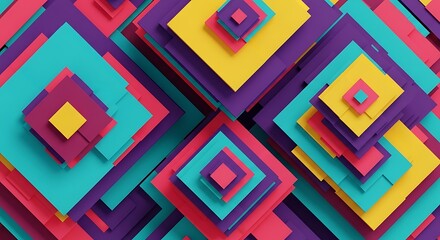 Vibrant Abstract Composition of Layered Squares.