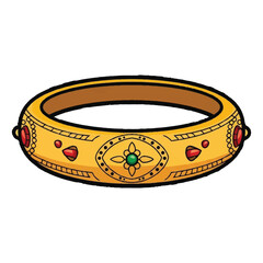 Create a clean and elegant vector illustration of a traditional hand churi (sakha bangle), front-facing and isolated on a transparent background.