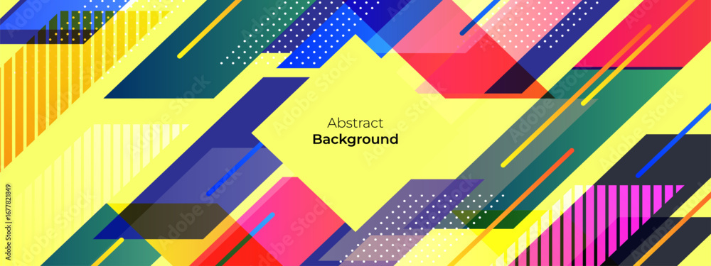 Poster abstract geometric colorful background with circle, rectangle shape and shadow