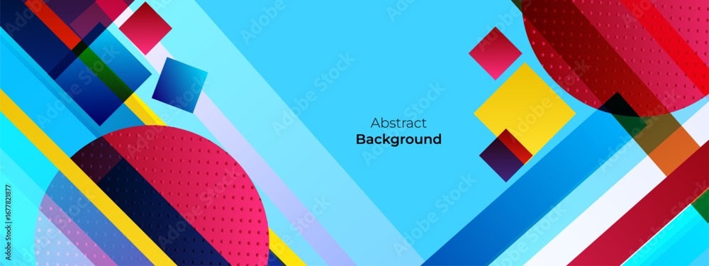 Poster abstract geometric colorful background with circle, rectangle shape and shadow