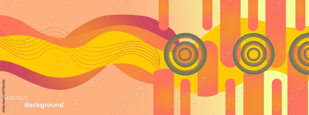 Poster abstract geometric colorful background with circle, rectangle shape and shadow