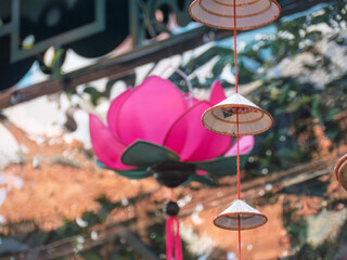 Colorful Lotus Flower Decoration with Hanging Pendants
