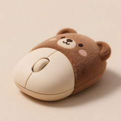 Adorable Teddy Bear-Shaped Computer Mouse with Plush Texture
