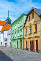 Obraz premium colourful street in Czech town Jindrichuv Hradec