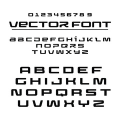 Vector Font - Modern Square Sans Serif Font on White Background