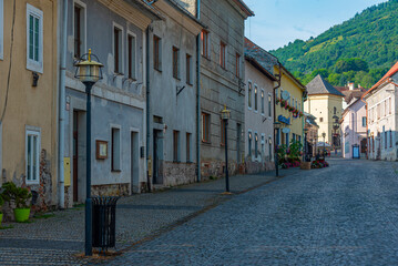 Fototapeta premium Pedestrian street in the old town of Kremnica, Slovakia