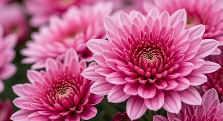 Fototapeta premium Vibrant Pink Chrysanthemum Blooms.