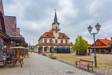 Obraz premium Galician town with historical houses in Nowy Sacz, Poland