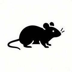 Obraz premium Flat black & white outline of a rat standing