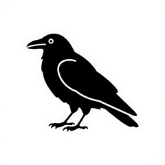 Obraz premium Flat black & white outline of a raven