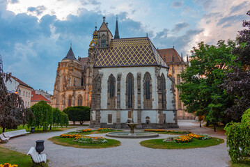 Obraz premium Sunset view of the Saint Elisabeth cathedral and Saint Michael c