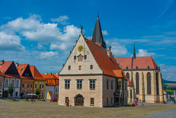 Fototapeta premium Sunny day at the main square in Bardejov, Slovakia