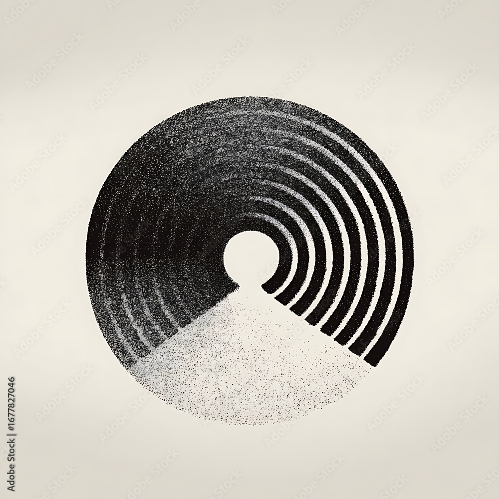Poster an abstract circle pattern with dots and lines creates a modern and visually appealing design, perfe