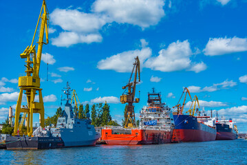 Fototapeta premium Industrial cranes in port of Gdansk, Poland