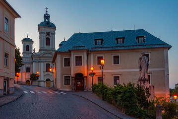 Night view of Church of the Assumption of virgin mary in Banska