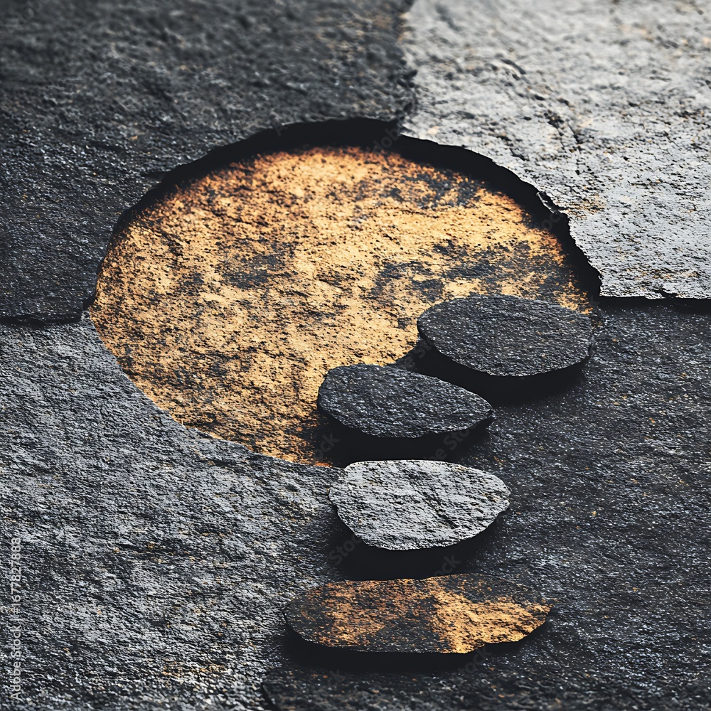 Poster a harmonious composition of textured stones and rocks, showcasing a natural pattern and abstract des