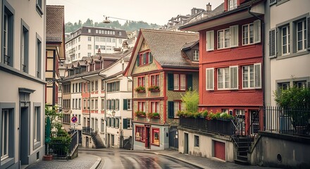 Fototapeta premium Quaint European Street Scene.
