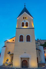 Fototapeta premium Sunset view of Church of the Nativity of the Virgin Mary in Tren