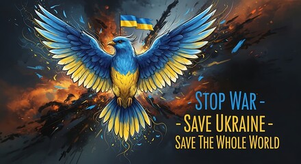 Ukrainian Bird of Peace - Stop War, Save Ukraine.