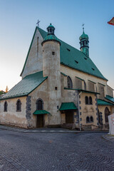 Obraz premium Sunrise view of the Saint Catherine church in Banska Stiavnica,