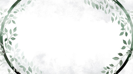 Obraz premium Elegant green leaf border design with soft background for creative projects