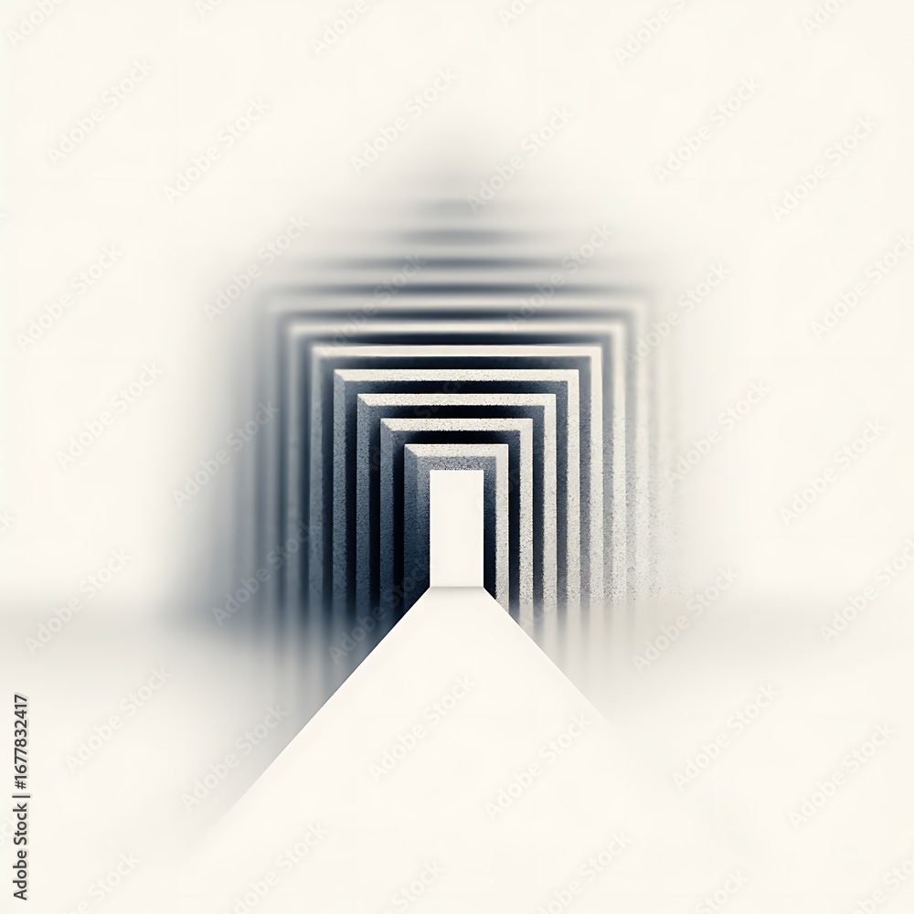 Poster a mesmerizing tunnel with a bright doorway, isolated on white background, showcasing a unique perspe