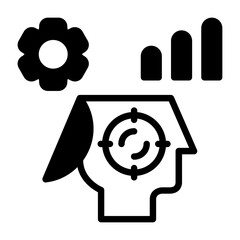 Focused Brain Semi Solid Vector Icon