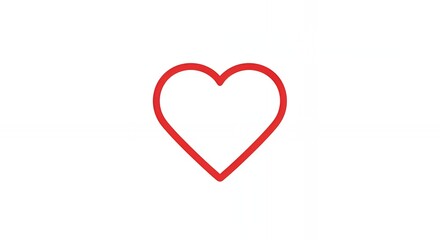 Minimalist Red Heart Outline on White Background for Love Romantic Relationship or Health Concepts