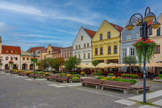Sunrise view of Marianske namestie square in Zilina, Slovakia