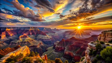 Obraz premium A Grand Sunset Over the Canyon