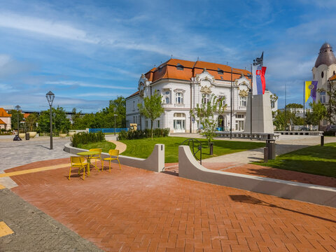 Panorama of the Slovak national uprising square in Trnava, Slova