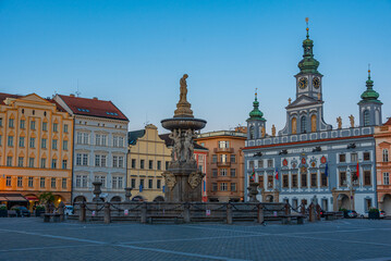 Obraz premium Sunrise view of the main square in Ceske Budejovice, Czech repub