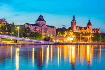 Obraz premium Sunset view of the National Museum in Szczecin, Poland
