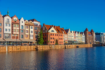 Naklejka premium Waterfront of Gdansk during sunny day, Poland