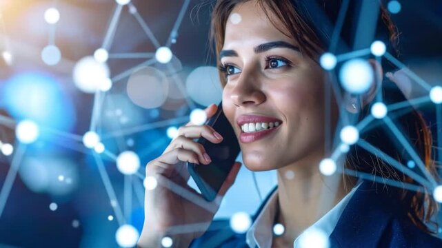 Successful business communication with technological innovation concept in the workplace